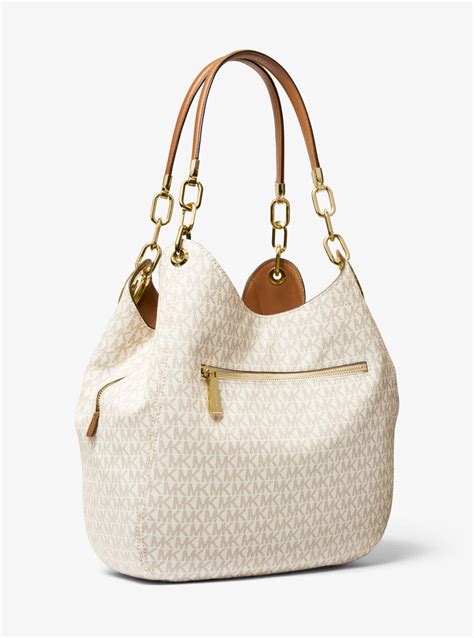 michael kors lillie chain tote bag|Michael Kors Lillie Large Chain Shoulder Tote vanilla acorn.